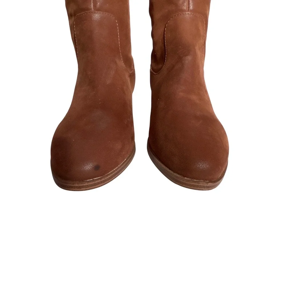 MIA‎ Women's Brown Leather Over the Knee Boots Side Zip Block Heel Size 6
